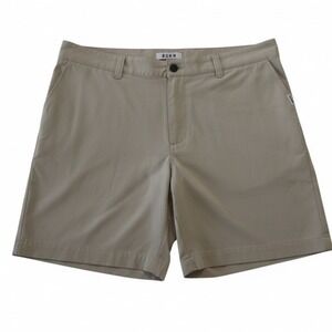 ROWM Mens Performance Shorts Size 38 Tan Khaki Flat Front Golf Tech Casual